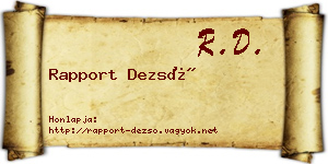 Rapport Dezső névjegykártya